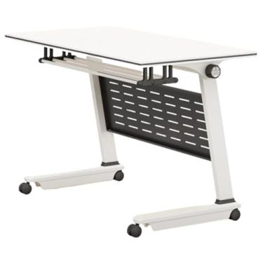 Imagem de JYXYXSCP Mesas de rodinhas portáteis com rodas, mesa de laptop para elevação de espaço pequeno, mesa de trabalho móvel sobre rodas, para escritório (140 x 40 x 75 cm)