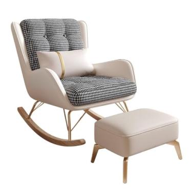 Imagem de ARKORDER Cadeira de balanço reclinável, cadeira relaxante de varanda, cadeira de balanço com banquinho, poltrona moderna, cadeira de dormir macia, cadeira de leitura para sala de quarto