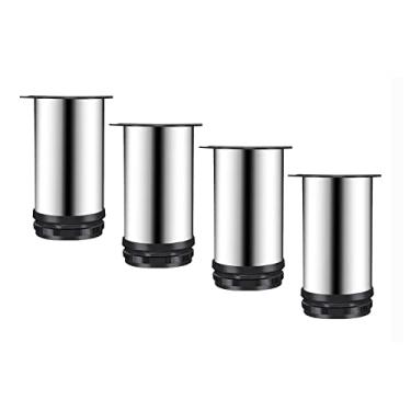 Imagem de Pacote com 4 Pernas de Móveis Pés de Aço Inoxidável Espessado Pés de Armário Pés de Metal Pernas de Sofá Mesa Suporte Perna Cozinha Mobiliário Moderno Pés Ajustáveis (5 cm/2 pol, Prata)
