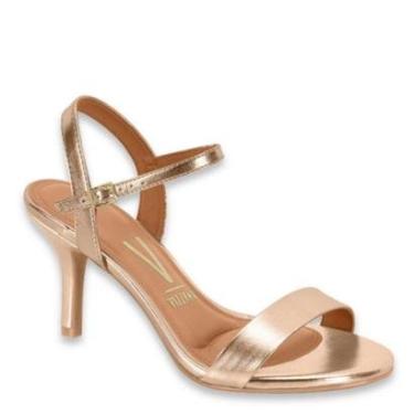 Imagem de Sandália Casual Feminina Salto Médio Fino Vizzano 6524.102 - Ouro Rosado - 34-Feminino