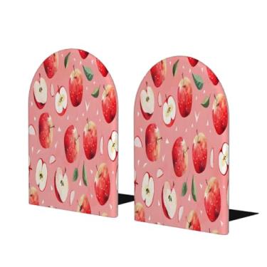 Imagem de Suportes de livros decorativos de madeira com maçã de fruta, suporte para livros, antiderrapante, resistente, para escritório, escritório, biblioteca, escola, estudo, decoração, divisores de livros