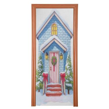 Imagem de Blueangle Capa de porta de guirlanda de Natal elástica - Faixa de porta frontal de tecido elástico para Natal, decoração de festa em casa ao ar livre (747)