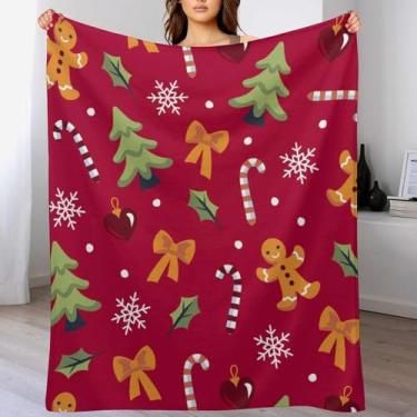 Imagem de Cobertor vermelho de Natal para mulheres e homens, cobertor aconchegante de flanela super macio para cama, sofá, acampamento e viagem, cobertor felpudo quente para todas as estações (76 x 101 cm)