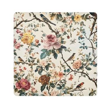 Imagem de SEHANY Saco de maquiagem de pano autoadesivo colorido flores primavera pássaro mágico protetor portátil para lente de câmera envoltório cosmético, bolsa de maquiagem aberta para mulheres, itens