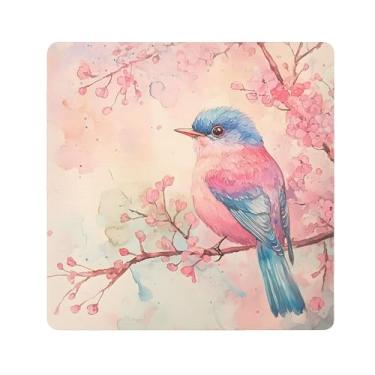 Imagem de SEHANY Saco de maquiagem de pano autoadesivo colorido flores primavera pássaro mágico protetor portátil para lente de câmera envoltório cosmético, bolsa de maquiagem aberta para mulheres, itens