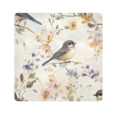 Imagem de SEHANY Saco de maquiagem de pano autoadesivo colorido flores primavera pássaro mágico protetor portátil para lente de câmera envoltório cosmético, bolsa de maquiagem aberta para mulheres, itens