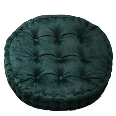 Imagem de Heavyoff Almofada de chão de meditação, almofadas redondas grandes para assento para adultos, enchimento grosso para ioga, sala de estar, tatami, verde, 61 x 61 cm