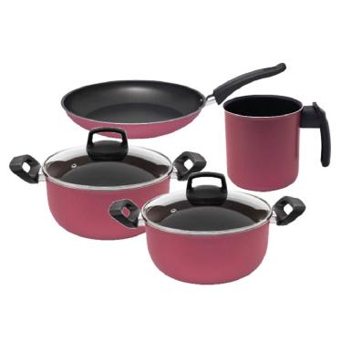 Imagem de Jogo De Panelas Antiaderentes Starflon 4 Peças Cereja Premium