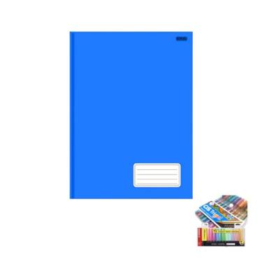 Imagem de Kit Caderno Brochurão 1 Matéria Capa Dura 96 Folhas KBOM + Caneta Trigel Metálica com 10 Cores + Marca Texto Boss com 15 Cores