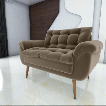 Imagem de Poltrona Decorativa Xangai 2 Lugares Veludo Marrom Claro - Matrix
