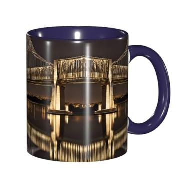 Imagem de Canecas de café criativas com impressão noturna New York Manhattan Bridge, personalizadas, presente para a família, tamanho de 325 ml, unissex