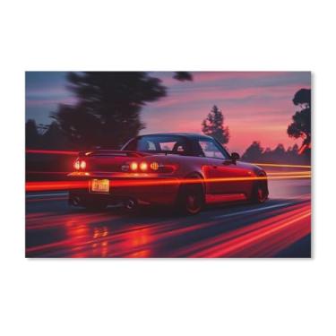 Imagem de HouLaiZhe S2000 Sports Speed Neon Art Posters Canvas Wall Estética Sala Decoração de Parede Impressões Galeria Sala Decoração de Parede para Quarto Sala de Estar Escritório 11 x 17 polegadas (28 x 43
