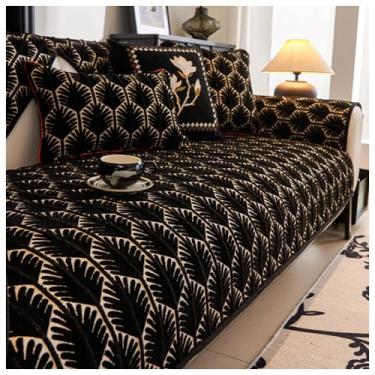 Imagem de SPXMQSS Capa de sofá para sofá, seccional, antiderrapante, capa universal em forma de L, capa de sofá de chenille macio 1/2/3/4 lugares B 110 x 110 cm