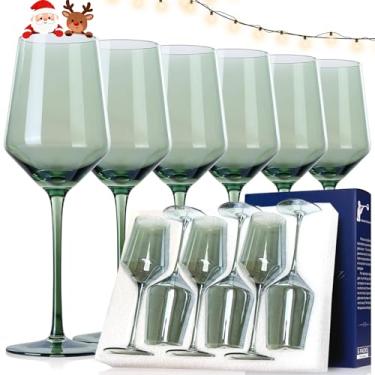 Imagem de comfit Conjunto de taças de vinho verde sopradas à mão de 170 a 425 g para taças de vinho verde para festas de bar