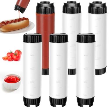 Imagem de 6 garrafas de espremedor de ketchup invertido de 473 g Garrafas de espremer condimento recarregáveis garrafas de molho de plástico ponta de espremer dispensador de válvula grande para restaurantes