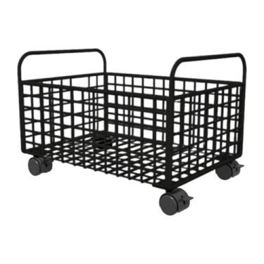 Imagem de RNXRZANK Carrinho com Rodízios, Organizador de Metal em Tela para Guardar Objetos Sob a Mesa, Cesto para Livros, Organizador de Arquivos com Rodas para Brinque, Preto, 25cm X 38cm X 26cm