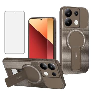 Imagem de Asuwish Capa de celular para Xiaomi Redmi Note 13 Pro 5G/Poco X6 Capa magnética de fibra de carbono com protetor de tela de vidro temperado e suporte protetor de celular fino macio acessórios 13Pro 6X