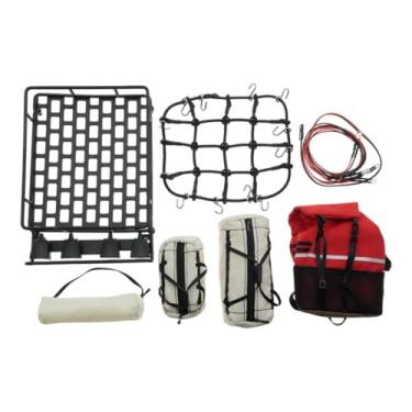 Imagem de MotiveTech Conjunto de Bagagem de Teto em Miniatura para Carro RC, Kit de Acessórios para Bagageiro de Teto com Rede de Malha Impermeável, Bolsas de Bagagem em M, Style a