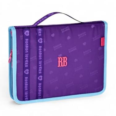 Imagem de Estojo Fichario Rebecca Bonbon Grande para Desenho, Organizador com 96 Elásticos, Divisórias (Roxo)