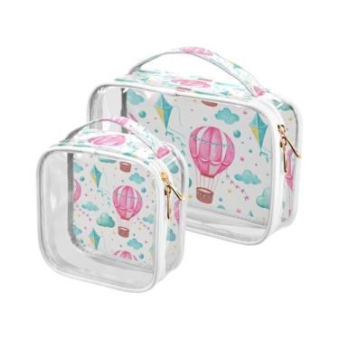 Imagem de xigua Bolsa de maquiagem com balões de ar quente para mulheres, bolsa de cosméticos de viagem, bolsa de higiene portátil à prova d'água para viagens, férias, organização de banheiro