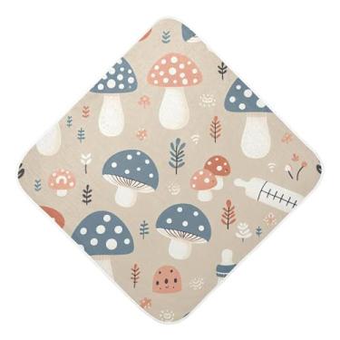 Imagem de Burbuja Toalha de banho de bebê cogumelos - Toalha de musselina macia absorvente com capuz para recém-nascidos e bebês, 76 x 76 cm