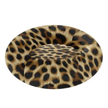 Imagem de SEHANY Cama de cachorro com estampa de leopardo, removível e lavável, pequena, redonda para gatos, cama fofa, super macia, confortável para animais de estimação com fundo antiderrapante para cães
