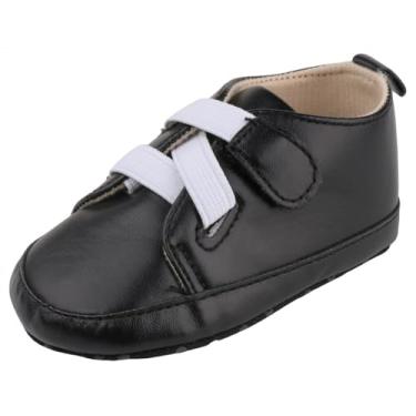 Imagem de Sapatos para bebês meninas meninos recém-nascidos Oxford mocassins adoráveis para berço infantil pré-andador PU tênis, 1216-preto, 12-18 Months Toddler