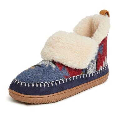 Imagem de Dearfoams Pantufa feminina Moritz aconchegante para uso interno e externo, Azul-marinho multi, 11-12