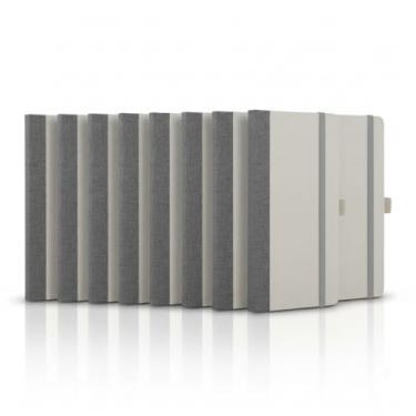 Imagem de Caderno de Anotações, Capa de Fibra de Cana de Açúcar e Tecido RPET, 80 Folhas Pautadas Bege, 21x14cm, Com Suporte para Caneta (10, Cinza)