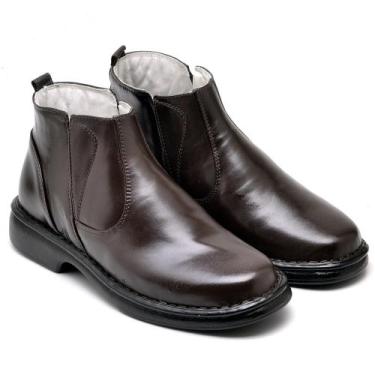 Imagem de Bota Masculina Cano Baixo Ranster Couro Legitímo, Marrom, 40