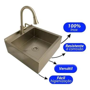 Imagem de Pia Suspensa em Aço Inox Profissional Lavatório Assepsia - Criptonita