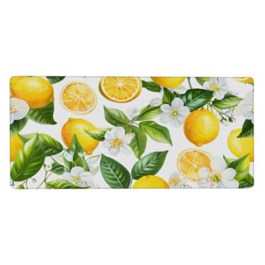 Imagem de Tapete de rato tropical com frutas grandes, limão, impermeável, protetor de mesa estendido para computador, tapete de rato com base de borracha antiderrapante para escritório, computador, teclado