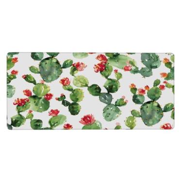 Imagem de Tapete de rato grande com flor de cacto, à prova d'água, tapete protetor de mesa estendido para computador, base de borracha antiderrapante para escritório, computador, teclado, laptop e mesa de casa