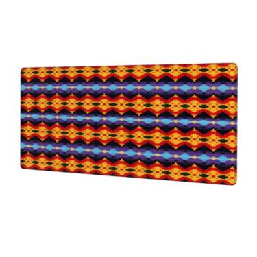 Imagem de Tapete de mouse retrô com padrão étnico asteca grande, impermeável, protetor de mesa estendido para computador, base de borracha antiderrapante para escritório, computador, teclado, laptop e mesa de
