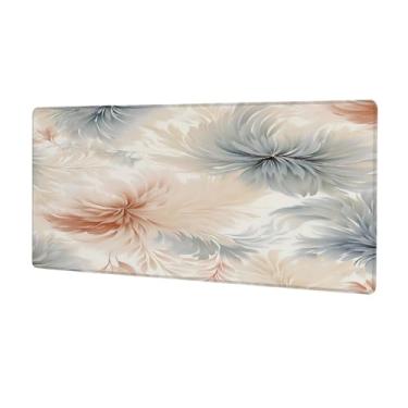 Imagem de Tapete de mouse colorido com linhas de flores grandes à prova d'água para computador estendido tapete protetor de mesa antiderrapante base de borracha para escritório, computador, teclado, laptop e