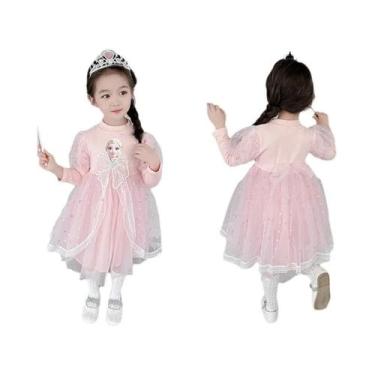 Imagem de Vestido De Princesa De Manga Longa Para Meninas 2-9 Anos Roupas De Fes