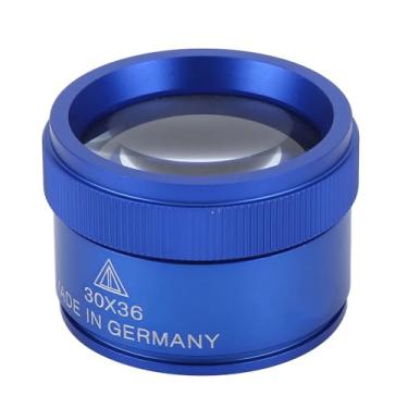 Imagem de Naroote Lupa Compacta 30x, Portátil, Joia, para Moedas, Antiguidades, para Liga de Vidro Durável, Prata, 1,4 Polegadas (Azul)