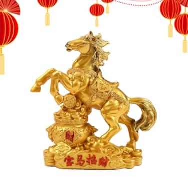 Imagem de Escultura de cavalo | Decoração de mesa chinesa de resina 2026 | Estátua de animal do ano do cavalo, para casa, sala de estar, local de trabalho, estante, armário, cornija, festa de férias