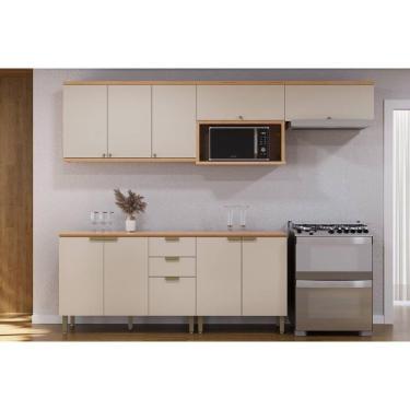 Imagem de Kit De Cozinha Completa 5 Peças Selene (3aéreos+2balcões) Cp17 Jequitiba-off White Fosco - Linea Brasil