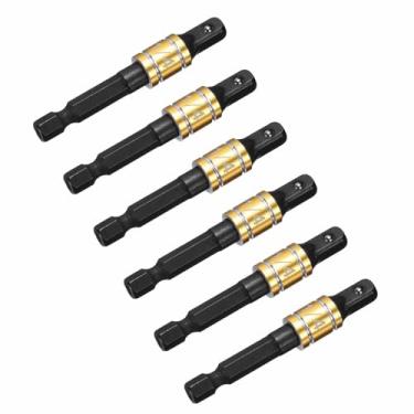 Imagem de HARFINGTON Conjunto de extensão de soquete de chave de impacto, 6 peças, chave quadrada de 1/10.2 cm, adaptador de haste hexagonal brilhante para chaves de fenda, preto-amarelo