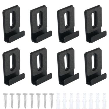 Imagem de ITROLLE 8 peças de gancho de aço inoxidável preto 36 x 25 x 7 mm com parafusos de montagem, suporte de móveis, grampo de espelho, gancho de imagem para fixar azulejos, outdoors, placas publicitárias