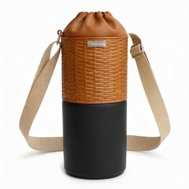 Imagem de Bolsa Térmica (TRANÇADO COM PRETO) RAMIERE para Garrafa de 1 LITRO em Couro Sintético - Coleção Cores VERÃO 2026