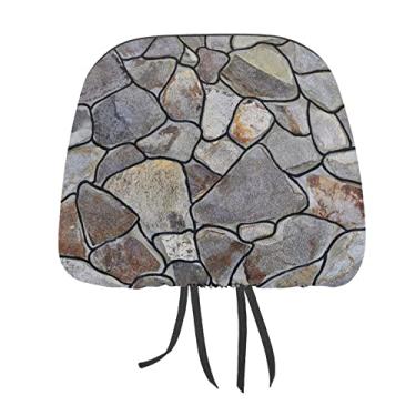 Imagem de Textura de pedras lascadas sem costura cinza marrom 2 peças capas protetoras de encosto de cabeça para assento de carro universal, capa macia para encosto de cabeça de carro, acessórios de decoração