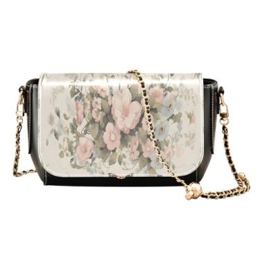 Imagem de GAIGEO Ferocious Flying Bolsas de viagem transversais de couro para mulheres, bolsa de ombro com zíper, bolsas tiracolo femininas de couro, Tapete retrô borboleta rosa palácio vento, One Size