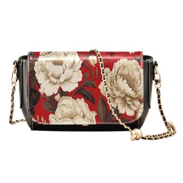 Imagem de Maçãs pretas em uma bolsa transversal de couro leve com padrão branco, bolsas transversais femininas, bolsas tiracolo de couro, Floral com flores brancas e pretas - 3, One Size
