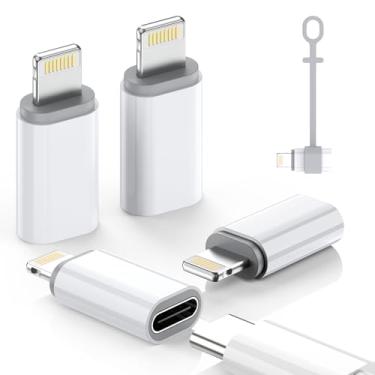 Imagem de Adaptador USB C para Lightning de 27 W certificado MFi (pacote com 4) - sincronização de dados de carregamento rápido, adaptador de cabo Lightning para USB tipo C para iPhone14/13/12, iPad, AirPods