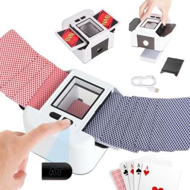 Imagem de Rechargeable Automatic Card Shuffler for 1-2 Decks 2000 Times, USB-C Charge Electric Playing Cards Shuffler Machine with Auto & Manual Modes,Low Noise,Fast Shuffler for UNO Poker Bridge Casino