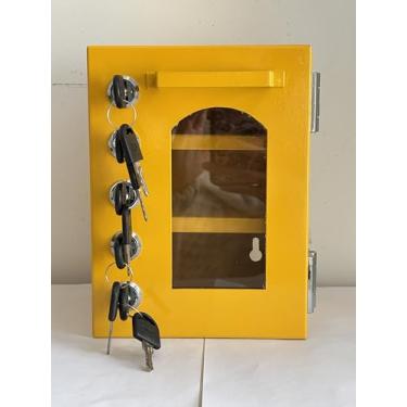 Imagem de BULANGDI Estação de identificação SAFELockout – Caixa de loto de aço montável na parede, possui uma porta transparente com trava integrada para segurança, trava de segurança industrial, compatível com