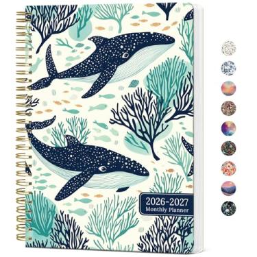 Imagem de Agenda mensal 2026-2027, calendário estético de 2 meses, 24 meses de janeiro de 2026 a dezembro de 2027, agenda mensal de 26 a 27, perfeita para escola, escritório, casa, 17,8 x 25,4 cm - Baleias à