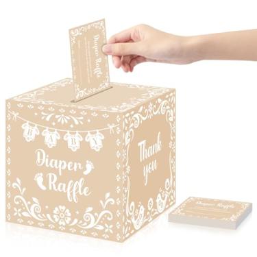 Imagem de Ctosree Cielito Lindo Sorteio de Fraldas com Caixa - Convites Mexicanos para Chá de Bebê Conjunto de 50 Rifas de Sorteio de Fraldas para Chá de Bebê e Decoração de Festa de Revelação de Gênero (Bege)